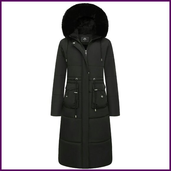 Women's Long Winter Puffer Coat Waterproof Maxi Down Jacket Removable Hood